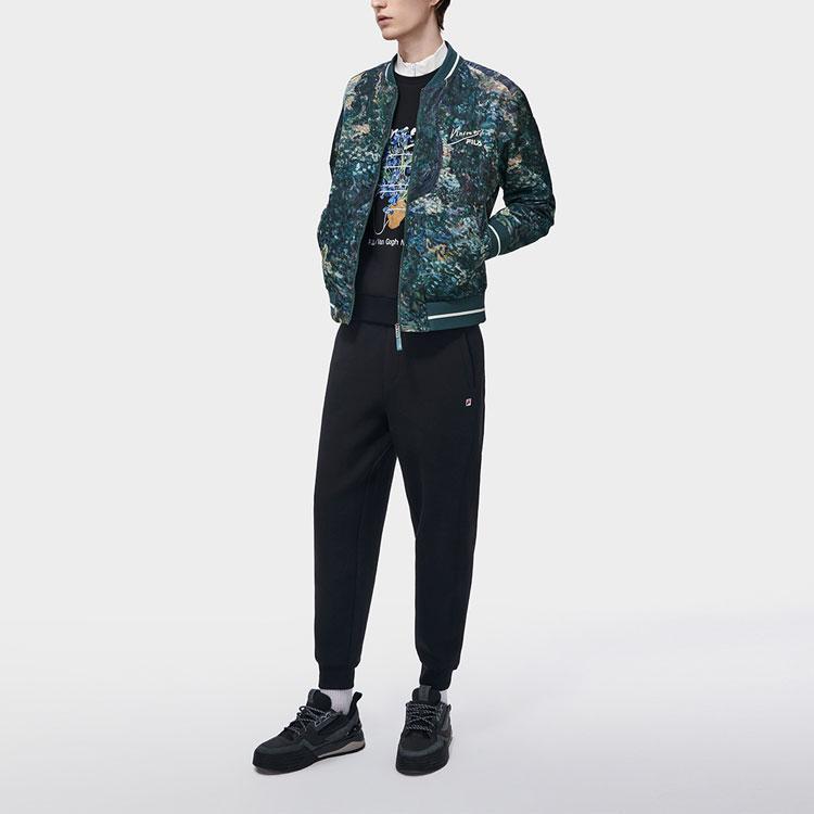 FILA X Van Gogh Museum Collaboration Woven Letter Logo Printed Casual Jacket Men Jacket Peacock-Green F11M318703FZA