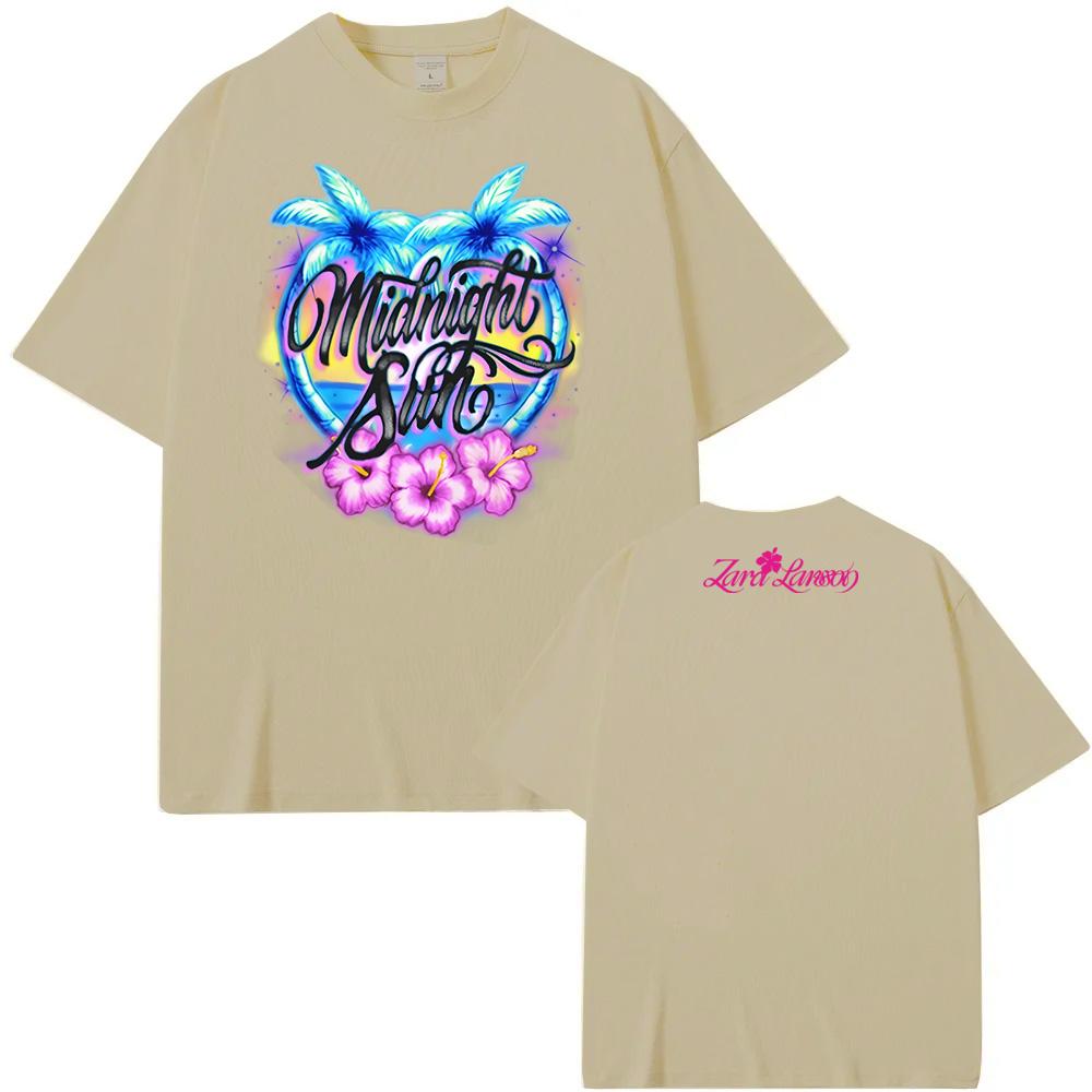 T-shirt Sole di Mezzanotte Estate 2026 Comoda T-shirt Zara Larsson Stampa Grafica TEE Cotone Casual Girocollo Top