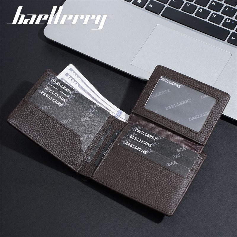 Baellerry Vintage Design Short Wallets for Men Fashion Genuine Leather ID Card Holder Purse