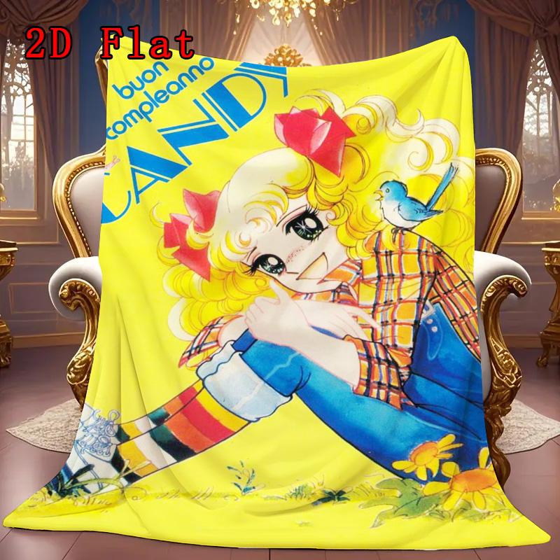 Candy Girl 2D Flat Pattern Flannel Blanket High Quality All Seasons Warmth and Comfort Perfect for Christmas Gifts.MMT0918229