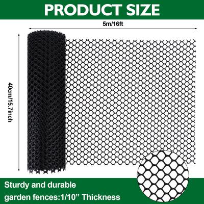 40Cm X 5M Chicken Mesh Fence Roll, Black Plastic Fence Mesh Netting Poultry Breeding Netting Garden Balcony Protection Net,1.2Cm