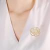 Women Brooch High-Gloss Rhinestone Inlay Sparkling Hollow Camellia Design Lapel Pin Non-Slip Buckle Scarf Badge Clothing Bags Accessories