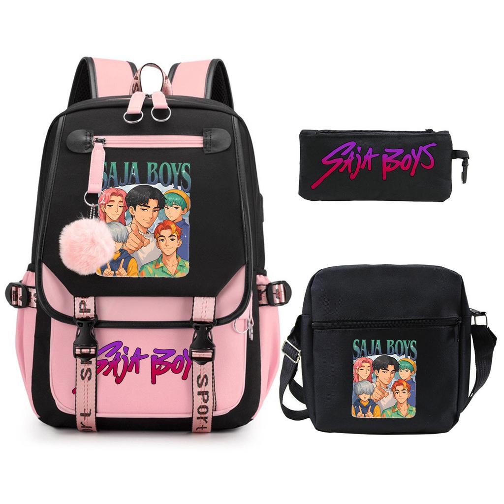 K-Pop Anime Cartoon Portable Shoulder Backpack Student Leisure School Bag Three-Piece Set