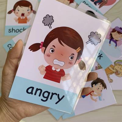 12PCS/Set Montessori Infant Educational Card Cartoon English Flash Cards Designed for Children Children Humorous Memory Exercise Activity Instructive