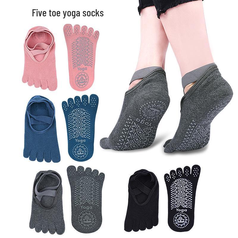 Five-Toe Anti-Slip Yoga Socks with Heel Protection Gel for Indoor Fitness and Dance