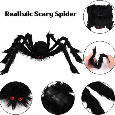 Tricky Decoration Large Black Spiders Plush Giant Black Plush Spider  Halloween