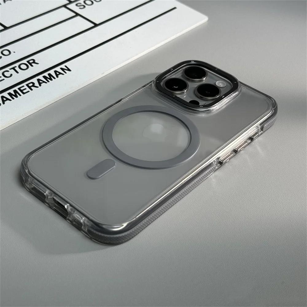 Magnetic Shockproof Clear For Magsafe Phone Case For iPhone 16 15 14 13 12 Pro Max 11 Wireless Charging Air Cushion Bumper Cover