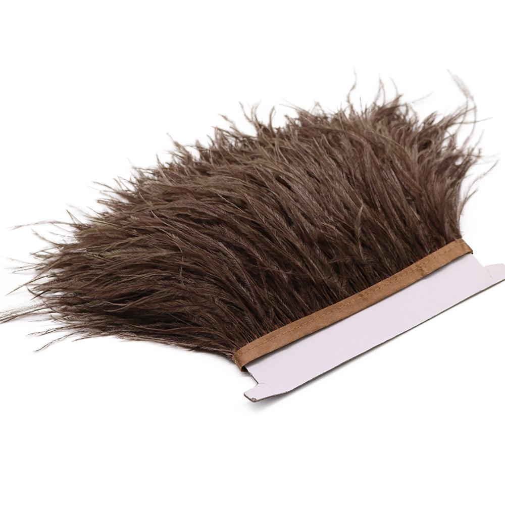 

1М Натуральный Белый Пушистый Декор из Страусиных Перьев для DIY Рукоделия Свадебного Украшения Цветная Лента из Перьев Шитье платья Одежды 8-10см 1 Meters глубокая кофе