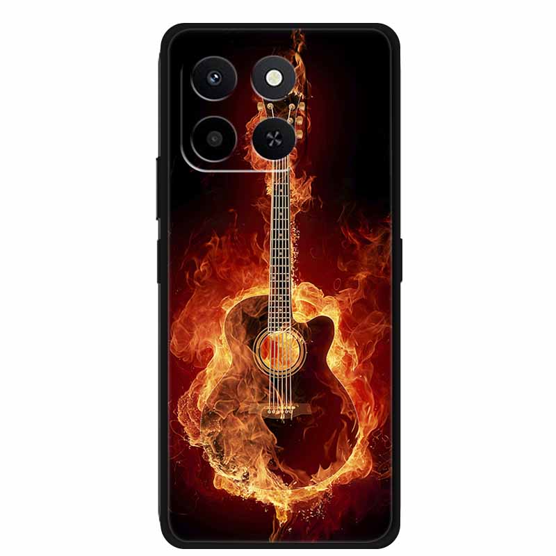 3D Emboss Case For Honor Play 10T 400 Smart 4G 5G Relief Flower Back Cover Black TPU Silicone Soft Case For Honor X7d 4G 5G Para