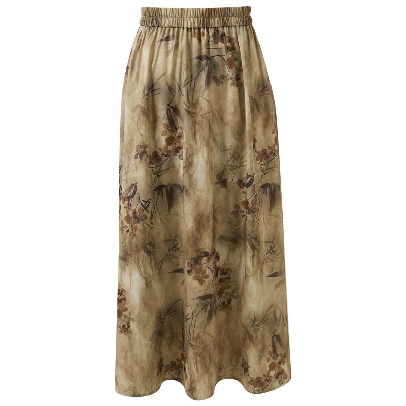 Sancai Plus Size High-Waist A-Line Floral Long Skirt L