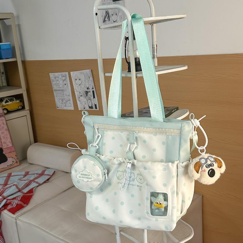 School bag women's new college style Japanese fresh cartoon polka dot backpack junior high school students lightweight travel backpack