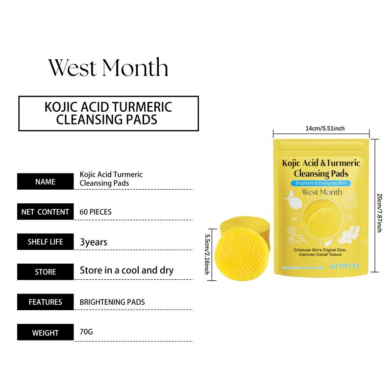 Turmeric Kojic Acid Oil Control Pads Exfoliating Dead Skin Removal Fade Melanin Nourish Brightening Daily Facial Wash Sponge