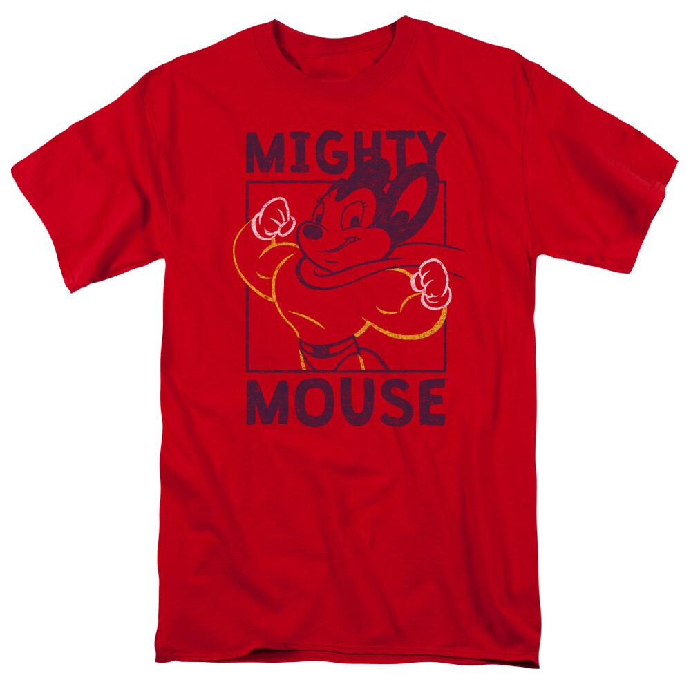 26 Mighty Mouse Break The Box T Shirt Mens Licensed Cartoon Merchandise Red Unisex T-Shirt M