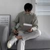 Men's Trendy Polo Collar Knit Sweater with Half-Zip - Long Sleeve, Solid Color, Autumn/Winter Style.
