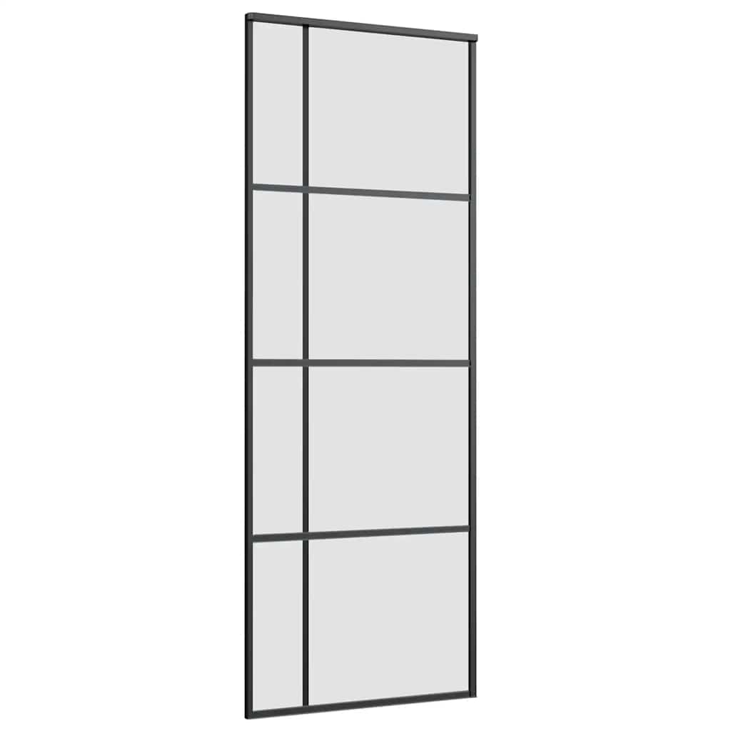 vidaXL Schiebetür mit Beschlag Schwarz 76x205 cm ESG-Glas