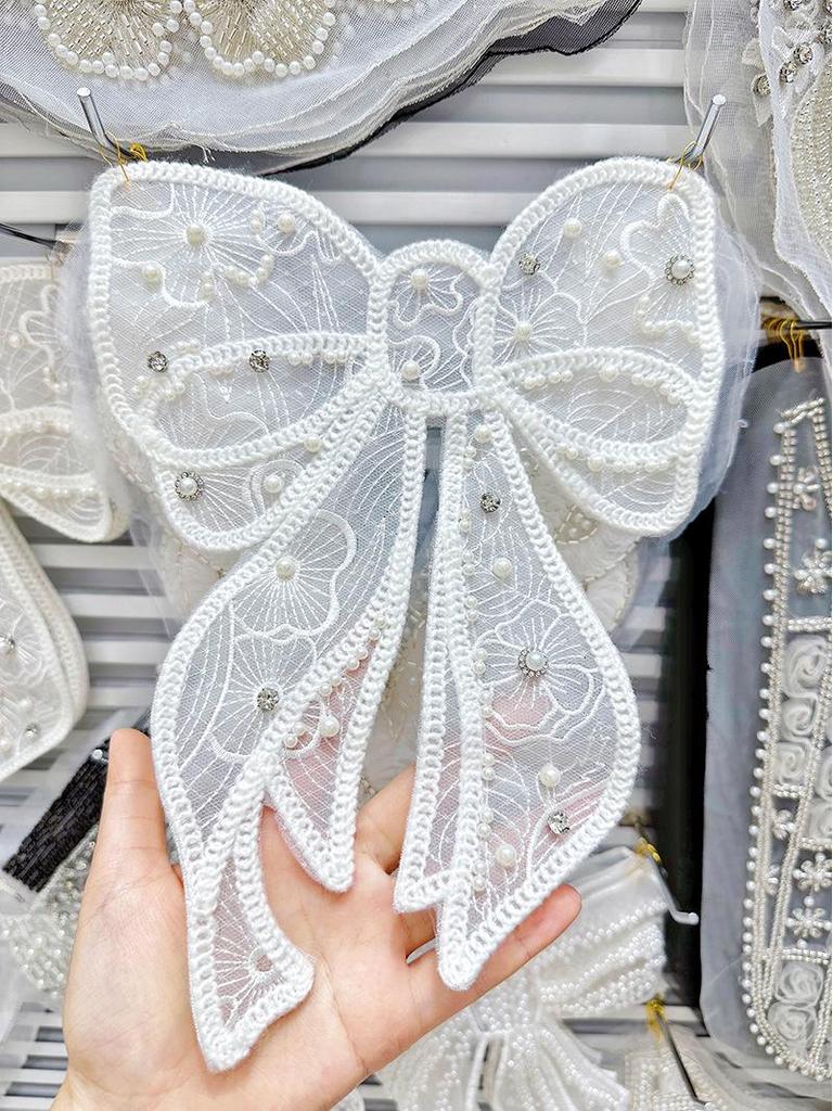 Stylish Bowknot Wool Embroidered Beaded Applique Corsage Flower Collar