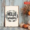 Tin Sign Winter Rustic Wreath 2D Flat Metal Wall Art for Outdoor Garden