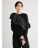 Emi Ruffle Blouse Long Sleeve Set Free Size Women's (13WCT251044), Black,