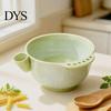 Escurridor Rápido para Frutas y Verduras Cerámica con Diseño de Remolino de Bayas, Colador de Frutas Auto Giratorio con Recipiente Filtrante Integrado y Agujeros de Drenaje, Preparación de Cocina