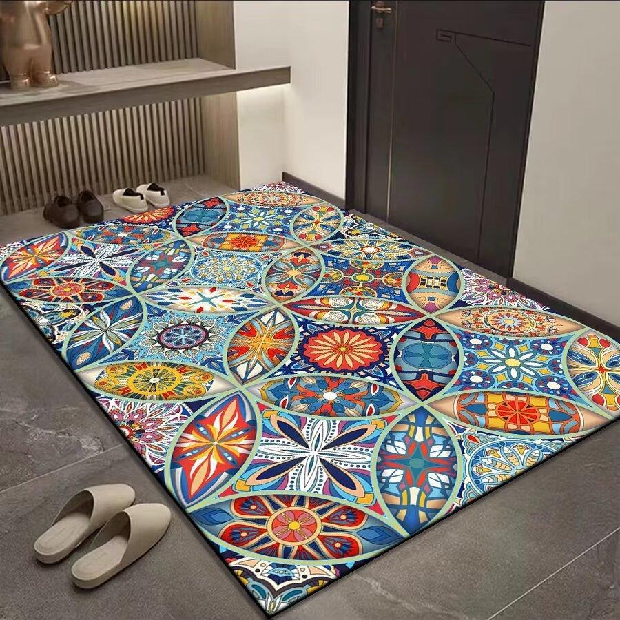 

Богемський килимок для підлоги для входу в дім, абсорбуючий, стійкий до плям, нековзний килимок для дверей, ідеальний для використання у ванній кімнаті та передпокої 80*120cm