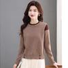 Women's Fashion Sweater Autumn and Spring Color Block Versatile Round Neck Long Sleeve Pullover Elegant Versatile Knitted