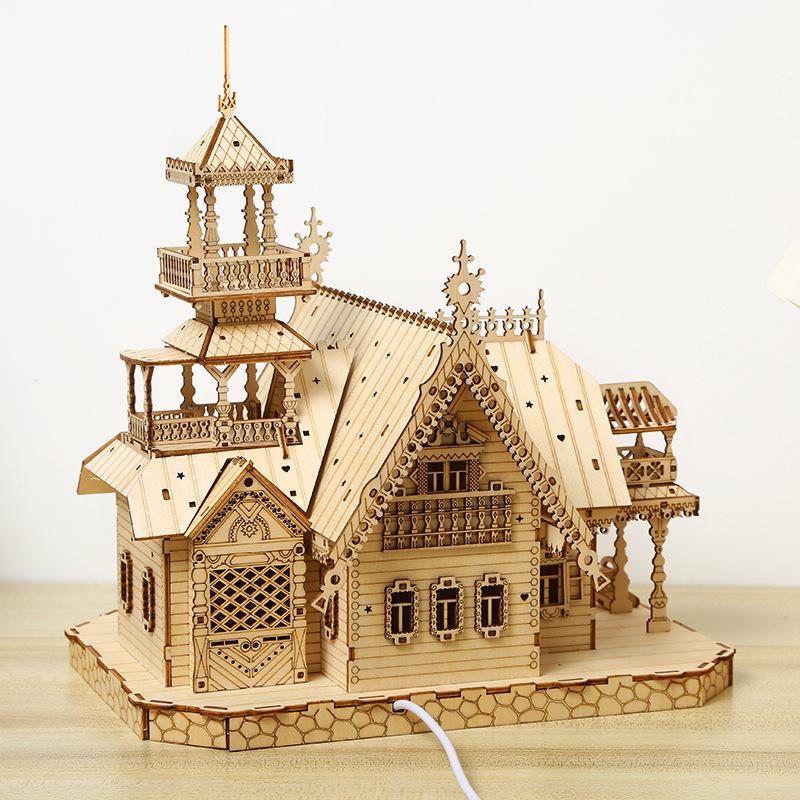 3D Wooden Puzzle: DIY Retro Villa Educational Toy