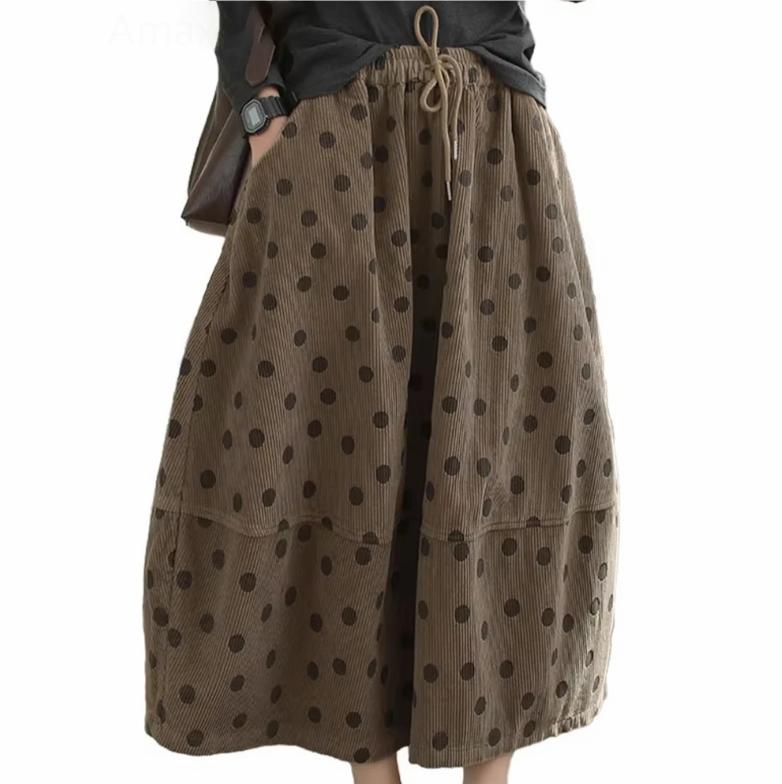 Damen Winter Luxus Punkt Kleidung Mode Locker Cord Damen Elegant Rock Freizeit Klassisch Elastisch Streetwear