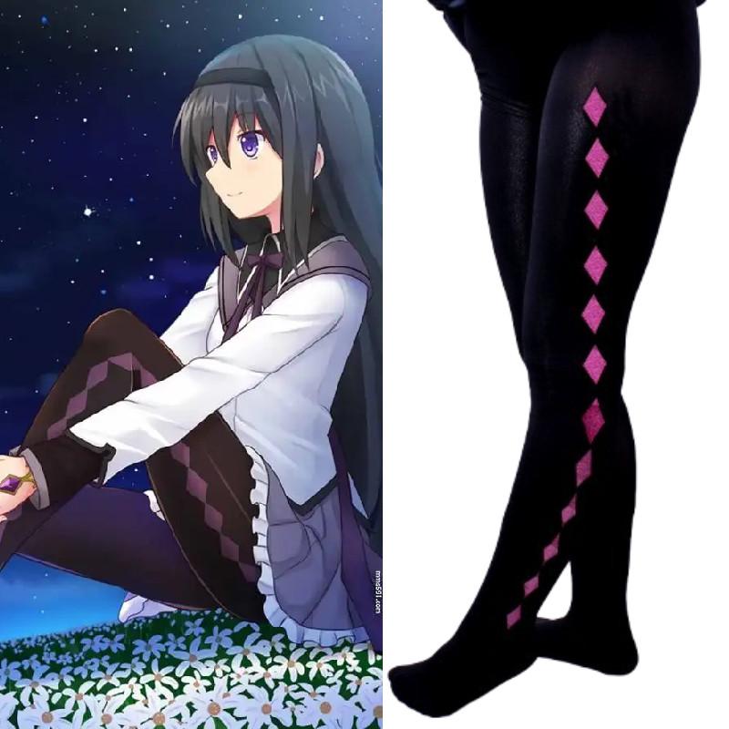 Puella Magi Madoka Magica Akemi Homura Cosplay Leggings With Knit Fabric For Daily Wear