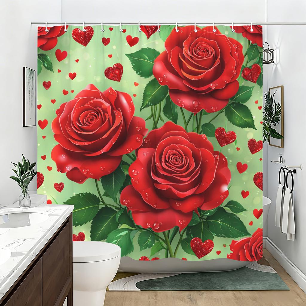 Vibrant Floral & Lion Themed Polyester Shower Curtain - Stylish Bathroom Decor, Artistic Printed Bath Curtain For Home