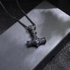 Punk Necklace for Men Thor Hammer Mjolnir Viking Amulet Hammer Scandinavian Pendant Norse Jewelry Metal Chain Pendant Jewelry