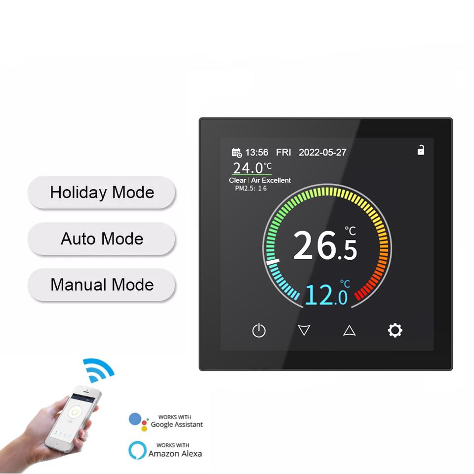 Tuya Smart Life HYT001 Thermostat Customizable UI Icons Color Screen Programmable for Underfloor Heating Systems