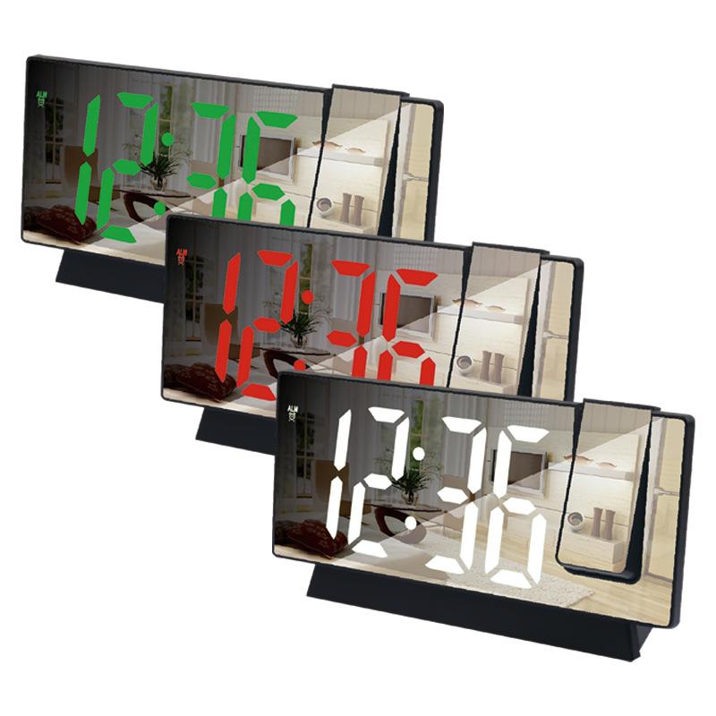 Projection clock New LED creative alarm clock Multifunctional digital clock Desktop advanced electronic clock Mirror desk clock