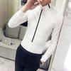 Men's Slim Fit Long Sleeve Shirt Contrast Red Striped Lapel Formal Casual Business Top