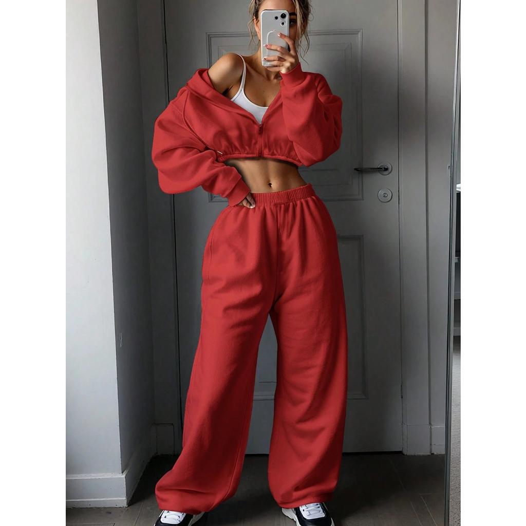 Høst- og vinterdameklær Mote Langermet Sport og Fritid Hettegenser Sett Todelt Sett