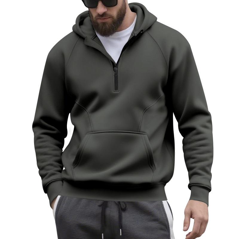 Modisches Winter Samt Herren Freizeit Sport Pendeln Kapuzen Samt Reißverschluss Kontrastfarbe Locker und Vielseitig Sweatshirt