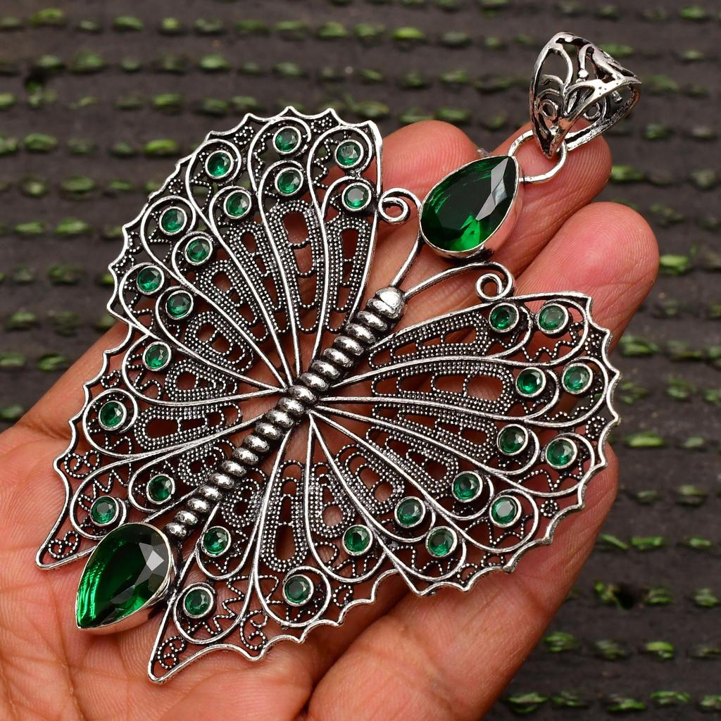 Chrome Diopside Gemstone Pendant : 925 Sterling Silver Handmade Jewelry Pendant