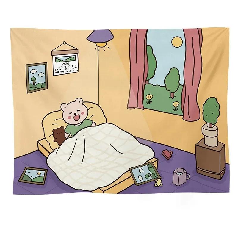 

Мультяшный белый кролик и бурый медведь узор подвесная ткань украшение на стену дома гобелен офис гостиная гобелен 100x75cm