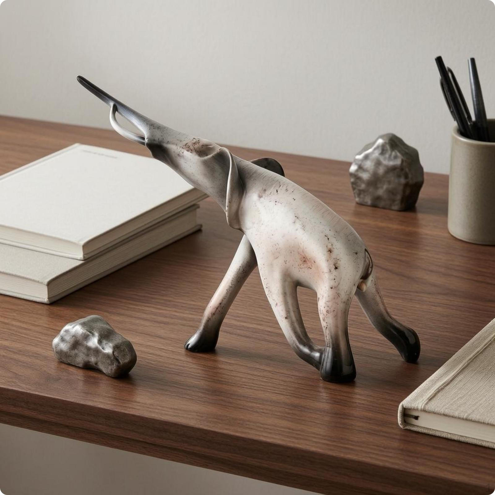 Abstract Elephant Statue Modern Metal Sculpture Stylized House Decoration for Living Room,
