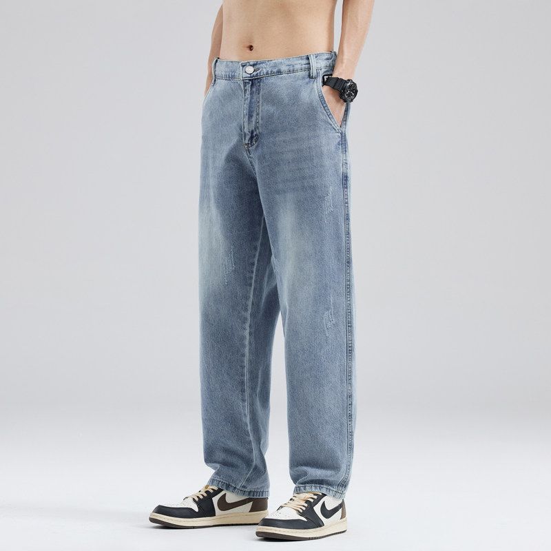 Clearance of Foreign Trade Surplus: Men's Loose Straight-Leg Jeans, 2024 Spring/Autumn New Wide-Leg Trendy Casual Pants