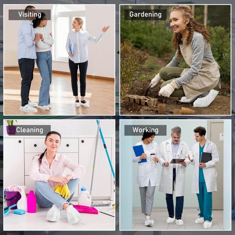 Disposable Shoe Covers Anti Slip Waterproof Overshoes Dustproof Reusable Boot Cover Protectors for Indoors Home Office Workplace