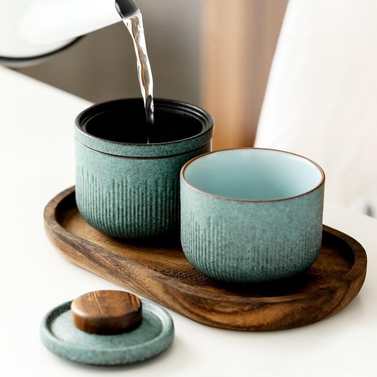 Kung Fu Tee-Set Tragbar Ein Kännchen Zwei Tassen Keramik Schnelle Teetasse