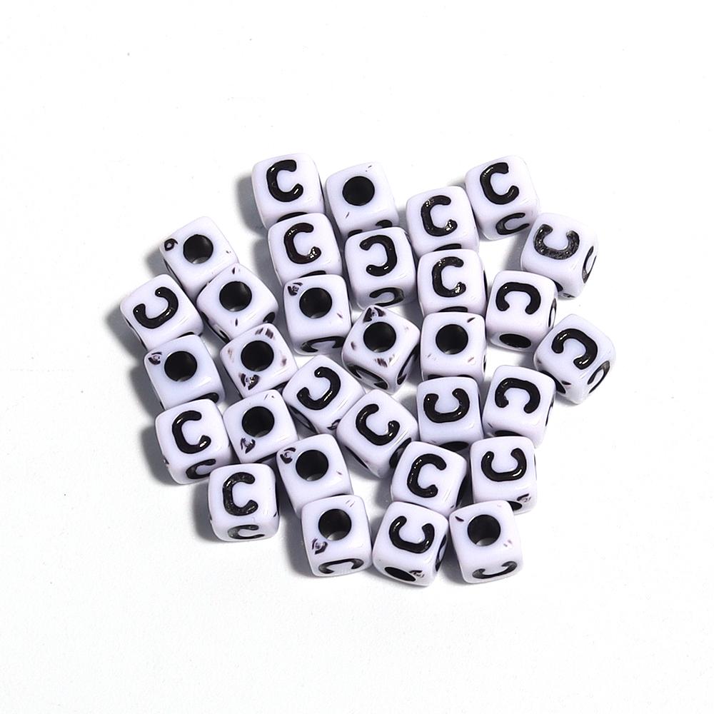 50-100pcs White And Black Color Letter Beads Alphabet Loose Beads Square Beads For Jewelry Making DIY Earring Bracelet Charm