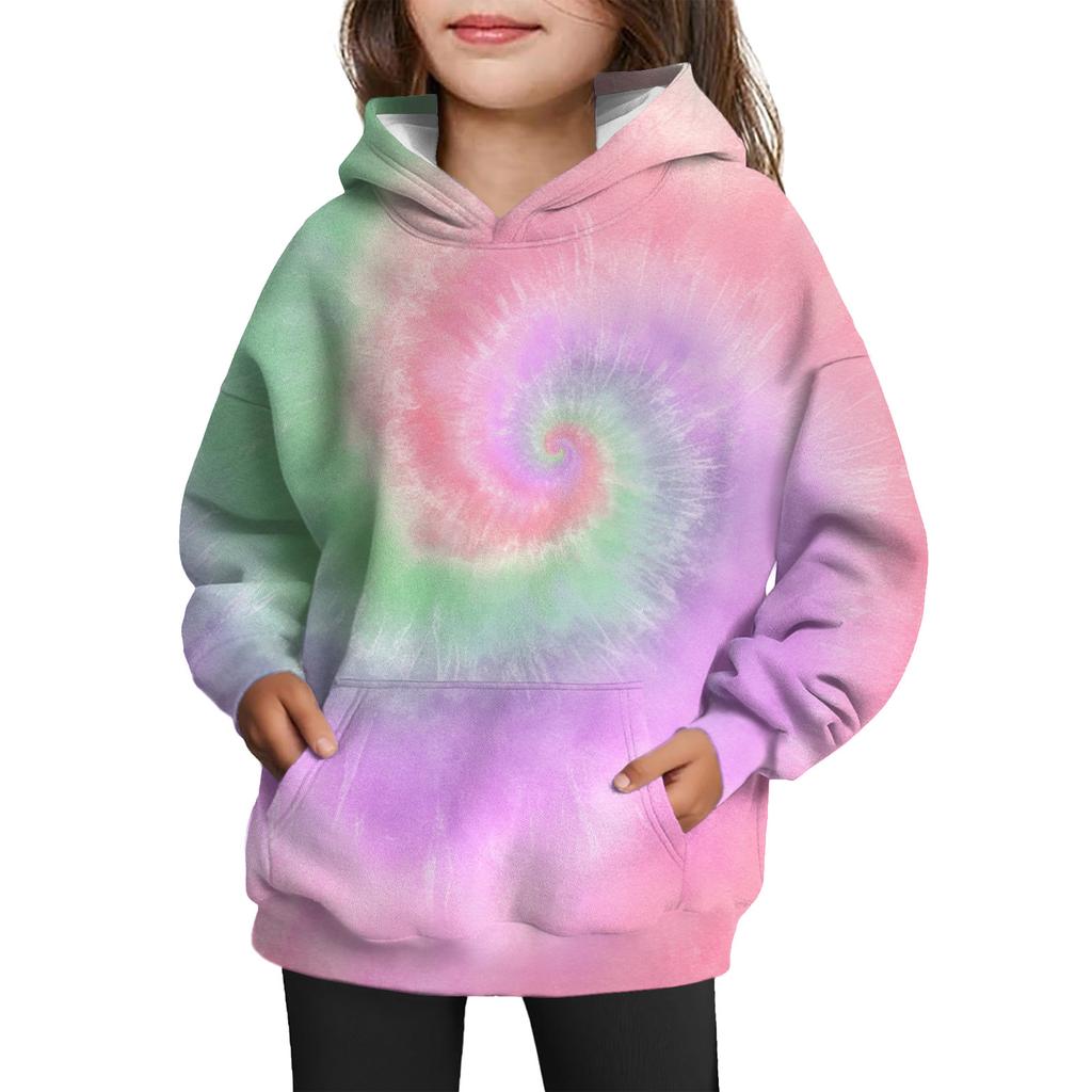 Girls' Hooded Tie-Dye Sweatshirt - Pullover Print Top