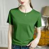 Skin-friendly support cool feeling double mercerized cotton slim fit solid color simple female slim short sleeve, white T