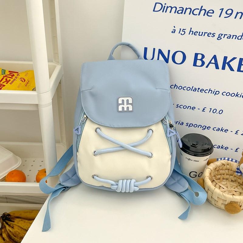 Small Backpack Simple Female Color Block Backpack Student Schoolbag