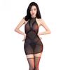 Womens Sexy Porn Dress High Elastic Bound Night Club Wear Ultra Thin Sheer Mesh Transparent Nightdress Leaking Buttocks Dresses