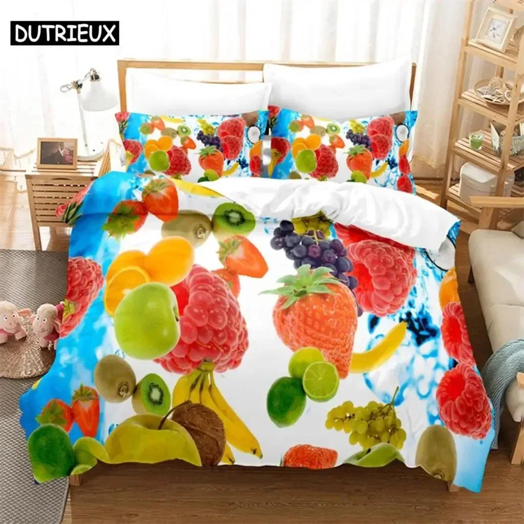 Luxury New 3D Print Summer Fruit Queen Bedding Set Duvet Cover Set Bedding Digital Printing Bed Linen King Size Duvet Cover Set