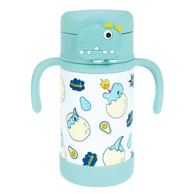 Nuby Dětský nerezový kelímek na slámku na knoflík 280ml, Dinomint, 1 kus