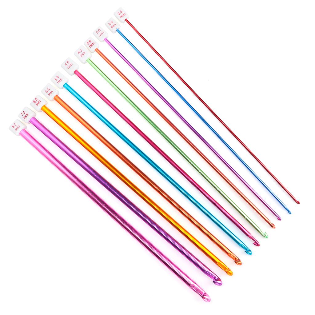 Crochet Hooks Alumina 11 Pcs Multicolor Knitting Needles Craft Yarn 0.08‑0.30in for Knitting