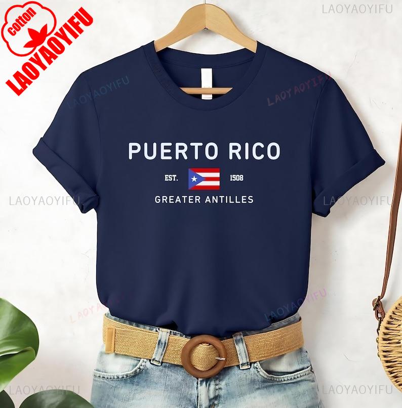 PUERTO RICO TShirt Greater Pride Travel Souvenir Heritage Letters Print High Quality Cotton Tops Tee Shirt Short Unisex Shirts